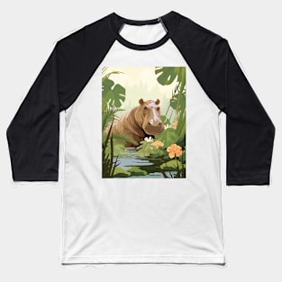Hippo in the Jungle Baseball T-Shirt